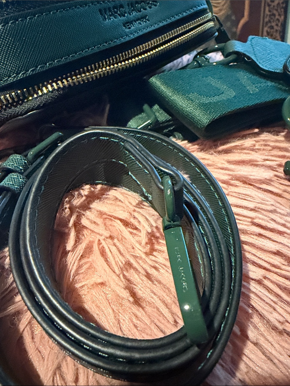 Michael Kors Dark Green Textured mini Crossbody with Removable Strap - Picture 8 of 8